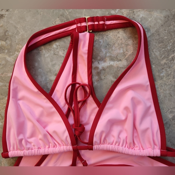 M VS PINK By Frankies Bikinis Augusta Bikini Top Pink Love - Picture 1 of 3
